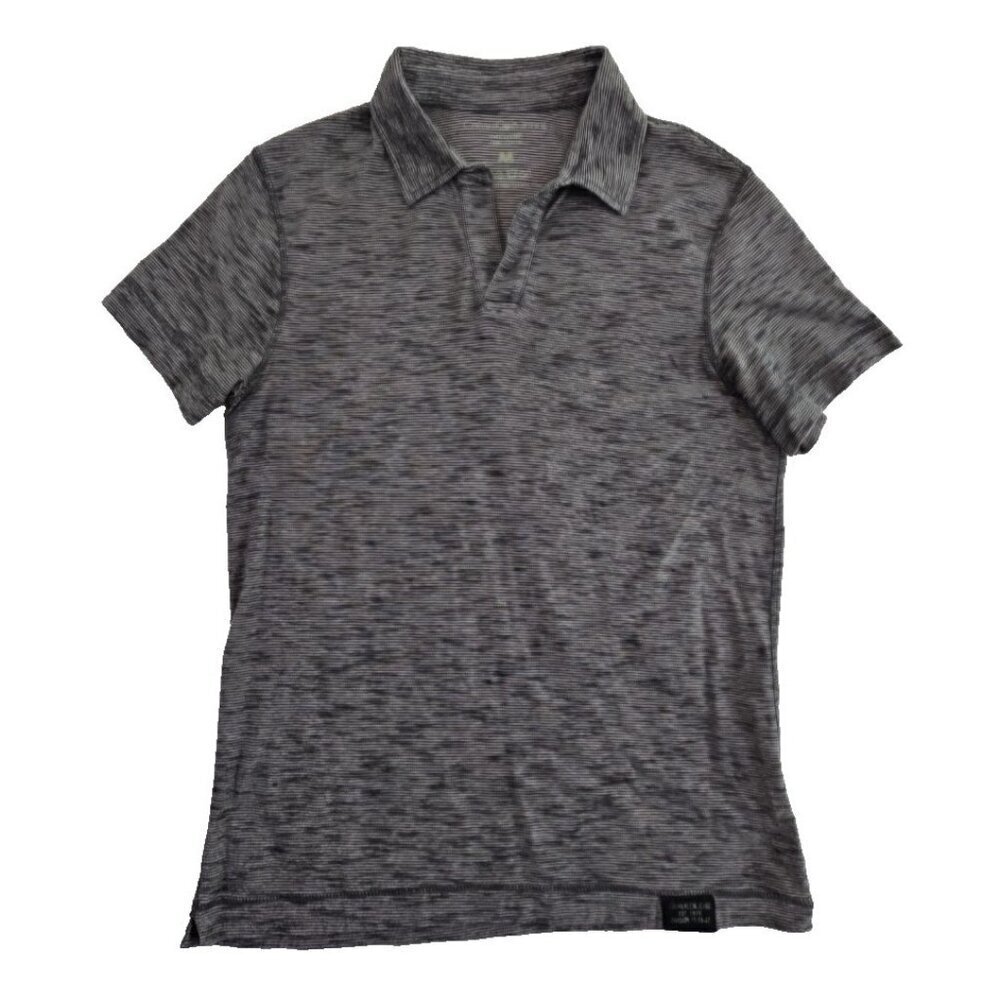 Calvin Klein V-Neck Polo Shirt Men's M Medium Heathered Grey Gray Classic EUC LN